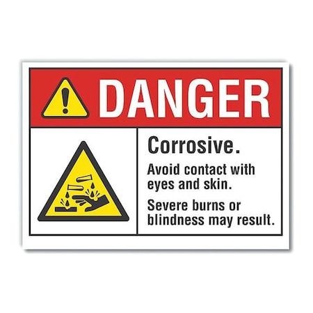 Corrosive Materials Danger Label, 10 In H, 14 In W, Polyester, Horizontal, LCU4-0150-ND_14X10