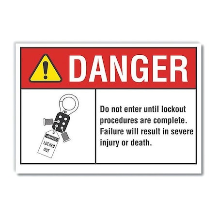 Danger Sign, 3 1/2 In Height, 5 In Width, Reflective Sheeting, Horizontal Rectangle, English