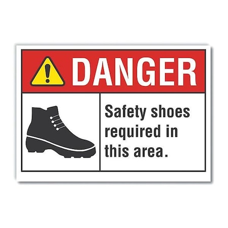 Refldecaldanger Safety Shoes, 10x7, Sign Material: Vinyl