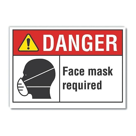 Face Mask Required Sign, 10 W X 7 H, English, Polyester, White, Sign Legend Color: Black
