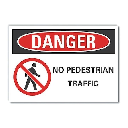 Pedestrian Traffic Danger Reflective Label, 10 In H, 14 In W,  LCU4-0206-RD_14X10