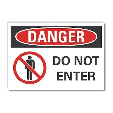 Danger Sign, 3 1/2 In Height, 5 In Width, Polyester, Horizontal Rectangle, English