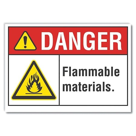 Danger Sign, 3 1/2 In H, 5 In W, Polyester, Horizontal Rectangle, English, LCU4-0018-ND_5X3.5