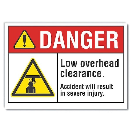 Danger Sign, 5 In Height, 7 In Width, Polyester, Horizontal Rectangle, English