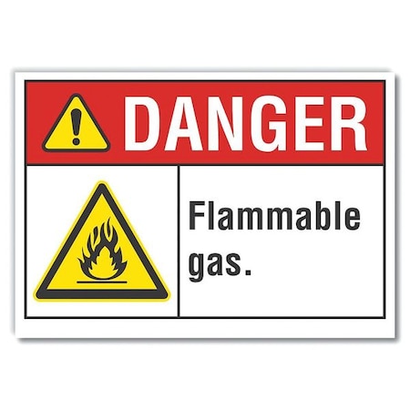 Flammable Gas Danger Label, 5 In H, 7 In W, Polyester, Horizontal Rectangle, LCU4-0016-ND_7X5