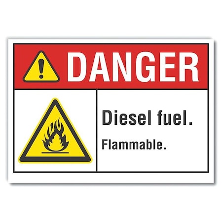 Danger Sign, 7 In H, 10 In W, Polyester, Vertical Rectangle, English, LCU4-0012-ND_10X7