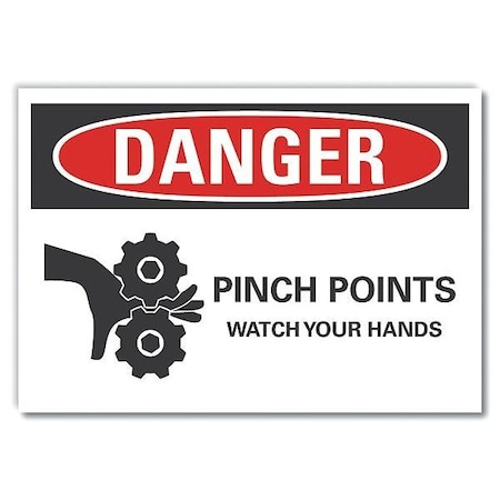 Pinch Point Danger Reflective Label, 10 In Height, 14 In Width, Reflective Sheeting, English