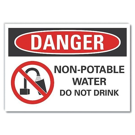 Refldecaldanger Non-Potable, 14x10, Width: 14 In, LCU4-0277-RD_14X10