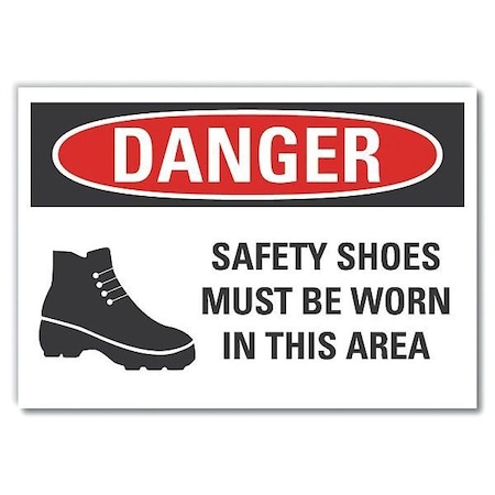 Refldecaldanger Safety Shoes, 7x5, Sign Background Color: White