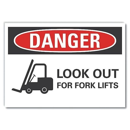 Danger Sign, 7 In H, 10 In W, Polyester, Vertical Rectangle, English, LCU4-0290-ND_10X7