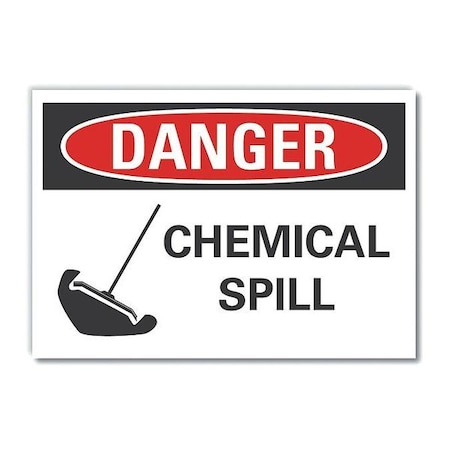 Chemicals Danger Reflective Label, 10 In H, 14 In W,English, LCU4-0224-RD_14X10