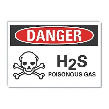 H(2)S Poisonous Gas Danger Label, 3 1/2 In H, 5 In W, Polyester, Horizontal, LCU4-0220-ND_5X3.5