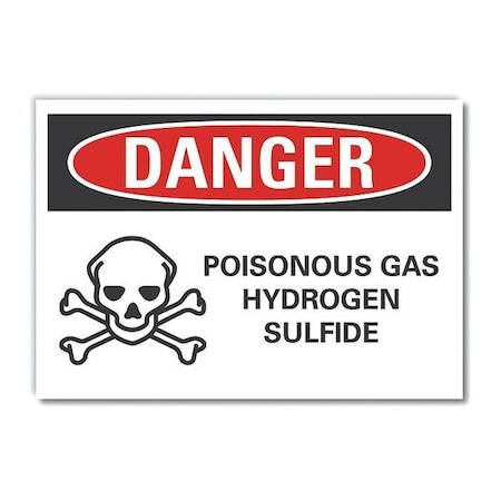Poisonous Gas Danger Label, 3 1/2 In H, 5 In W, Polyester, Horizontal Rectangle, LCU4-0222-ND_5X3.5