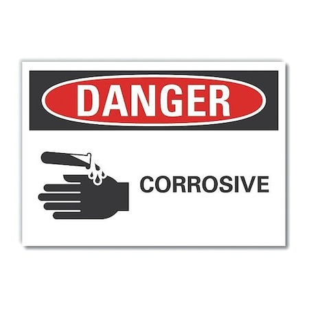 Corrosive Materials Danger Reflective Label, 7 In H, 10 In W,English, LCU4-0216-RD_10X7