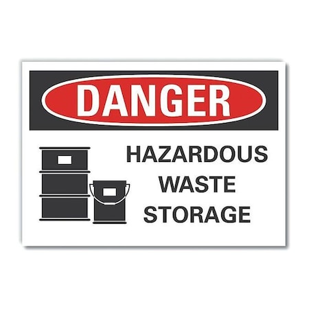 Hazardous Waste Danger Reflective Label, 7 In H, 10 In W,English, LCU4-0213-RD_10X7