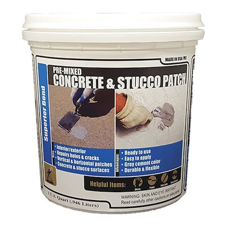 1 Quart Concrete Patch Pre-Mixed,1 Qt.,PK12, Smooth Finish, Natural Gray, Water Base