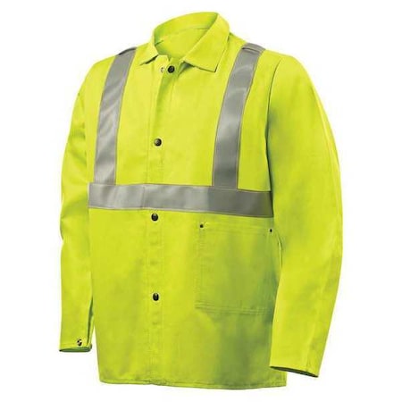 Cotton Jacket, Flame Resist, 30, Lime, 2XL, Closure Type: Snaps