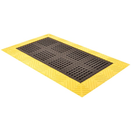 Interlocking Drainage Mat, Black/Yellow, 3 Ft W X 5 Ft L, 1 In Thick