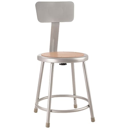 Round Stool With Backrest, Height 18Gray