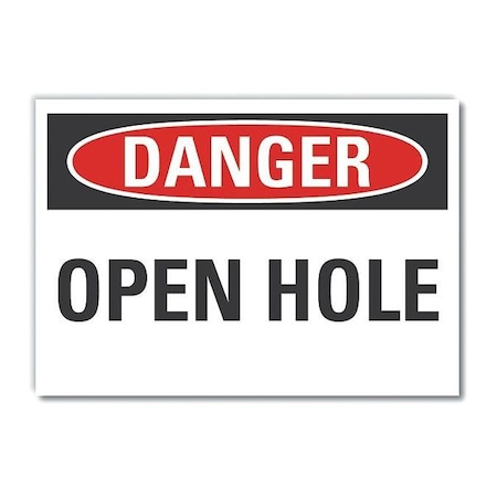 Open Hole Danger Reflective Label, 10 In H, 14 In W, Reflective Sheeting, LCU4-0330-RD_14X10