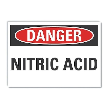 Nitric Acid Danger Label, 5 In H, 7 In W, Polyester, Horizontal Rectangle, English, LCU4-0342-ND_7X5