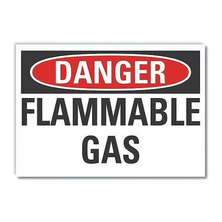 Flammable Gas Danger Label, 3 1/2 In Height, 5 In Width, Polyester, Horizontal Rectangle, English