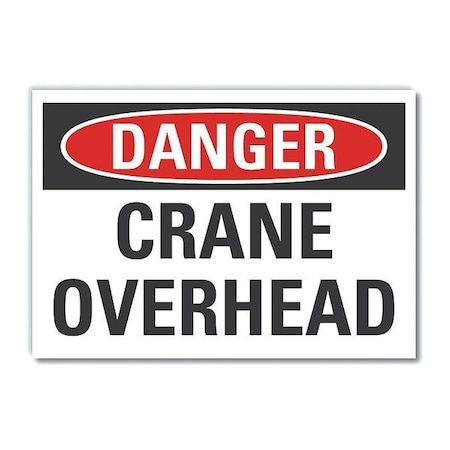 Crane & Hoists Danger Label, 10 In Height, 14 In Width, Polyester, Horizontal Rectangle, English