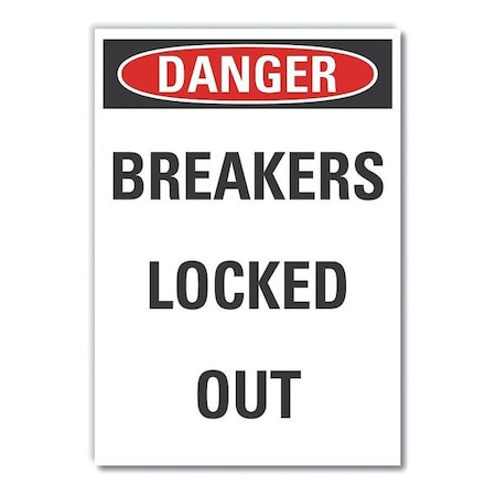 Decal Danger Breakers Locked Out,5x3-1/2