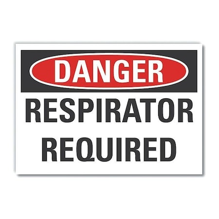 Refl Decal Danger Respirator, 10x7, Height: 7 In