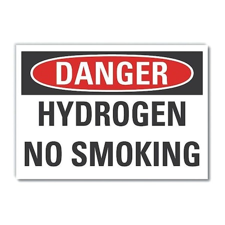 Hydrogen Danger Reflective Label, 10 In Height, 14 In Width, Reflective Sheeting, English