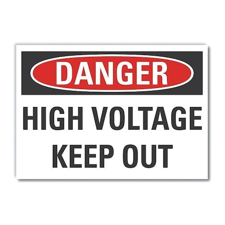 Danger Sign, 3 1/2 In Height, 5 In Width, Polyester, Horizontal Rectangle, English