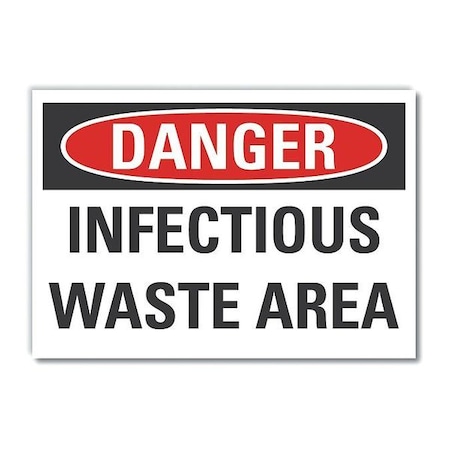 Infectious Waste Danger Label, 3 1/2 In H, 5 In W, Polyester, Horizontal, LCU4-0448-ND_5X3.5