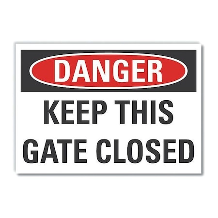 Decal Danger Keep Gate Closed,10x7