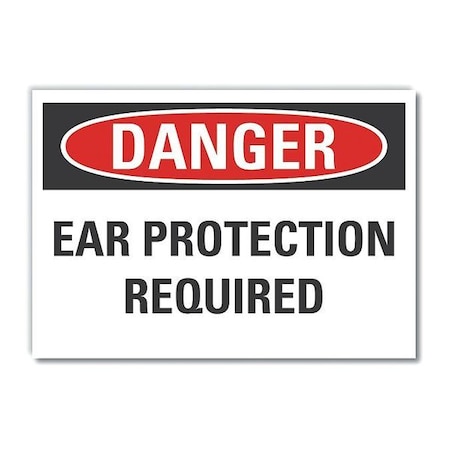 Decal Danger Ear Protection, 14x10, Height: 10 In