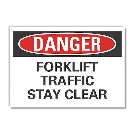 Lift Truck Traffic Danger Reflective Label, 7 In H, 10 In W,LCU4-0496-RD_10X7