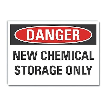 Chemical Storage Danger Label, 5 In Height, 7 In Width, Polyester, Horizontal Rectangle, English