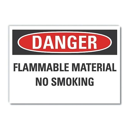 Flammable Material Danger Label, 7 In Height, 10 In Width, Polyester, Vertical Rectangle, English
