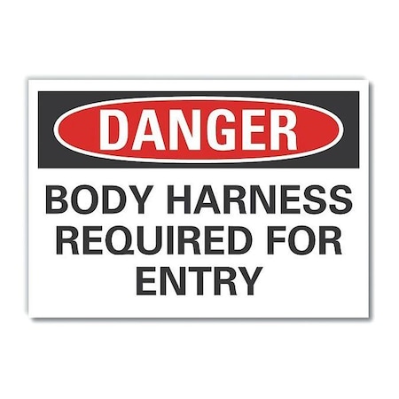 Body Harness Danger Label, 7 In Height, 10 In Width, Polyester, Vertical Rectangle, English
