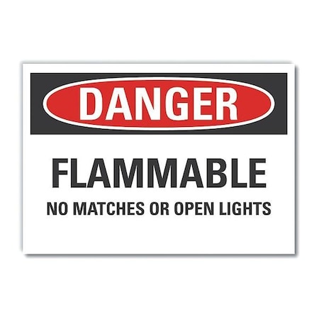 Flammable Material Danger Label, 7 In H, 10 In W, Polyester, Vertical Rectangle, LCU4-0544-ND_10X7