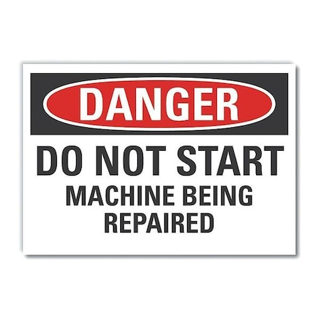 Machine & Operation Danger Label, 10 In Height, 14 In Width, Polyester, Horizontal Rectangle