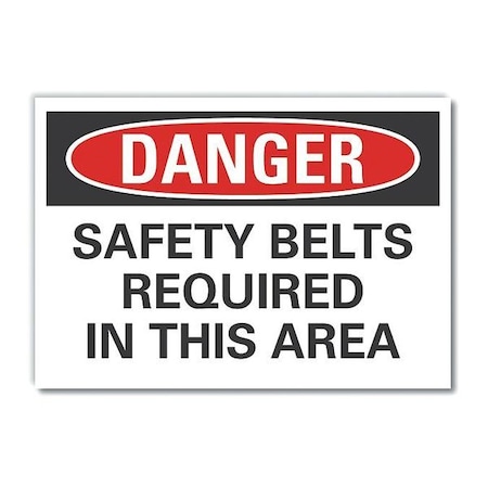 Refl Decal Danger Safety Belts, 7x5, Width: 7 In