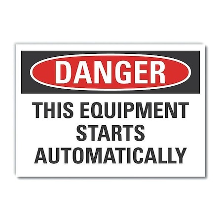 Danger Sign, 3 1/2 In Height, 5 In Width, Polyester, Horizontal Rectangle, English