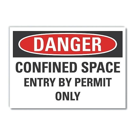 Decal Danger Confined Space, 14x10, Color: White