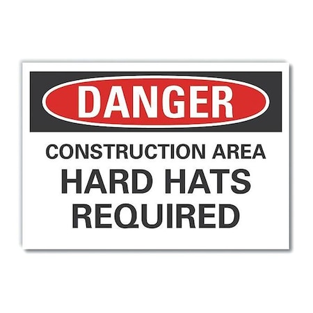 Construction Area Danger Reflective Label, 3 1/2 In Height, 5 In Width, Reflective Sheeting