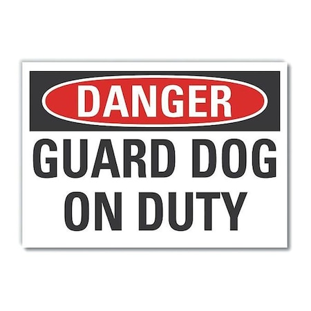 Decal Danger Guard Dog On Duty,5x3-1/2