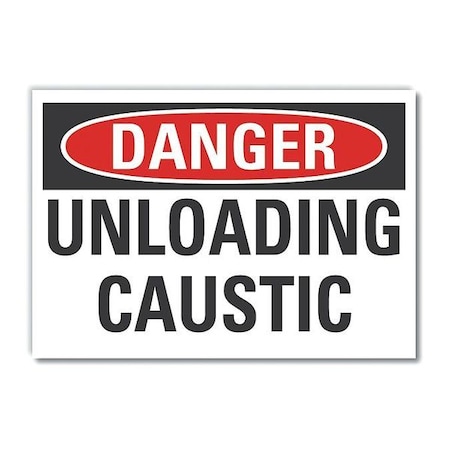 Caustic Danger Label, 10 In H, 14 In W, Polyester, Horizontal Rectangle, English, LCU4-0399-ND_14X10