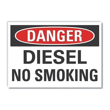 Diesel Danger Reflective Label, 10 In Height, 14 In Width, Reflective Sheeting, English