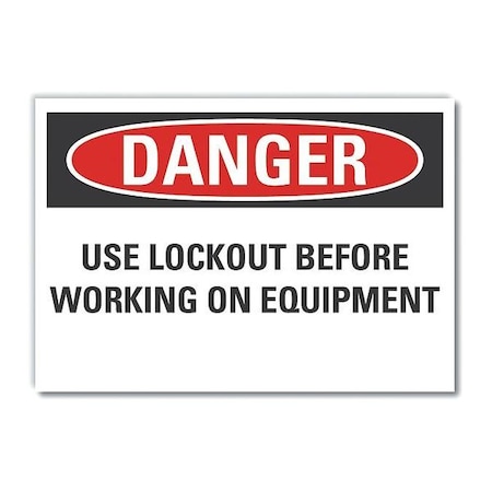 Danger Sign, 3 1/2 In Height, 5 In Width, Reflective Sheeting, Horizontal Rectangle, English