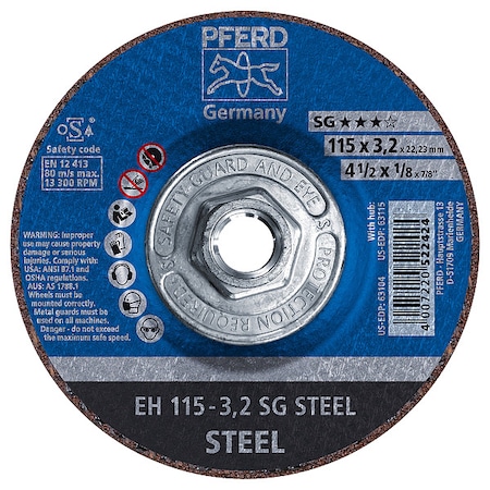 4-1/2 X 1/8 Cut-Off Wheel, 5/8-11 Thd. - SG STEEL - Type 27