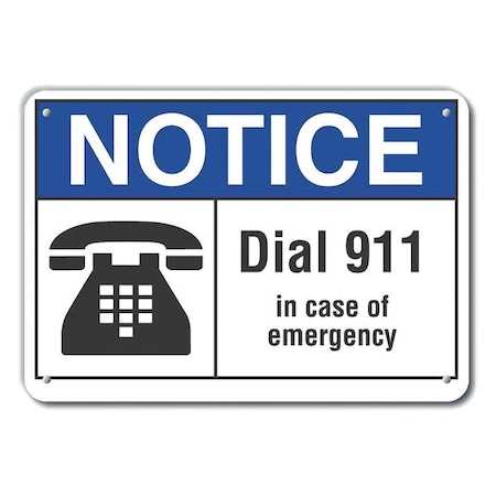 Dial 911 Notice,Aluminum,Reflctv,10x7, LCU5-0018-NA_10X7